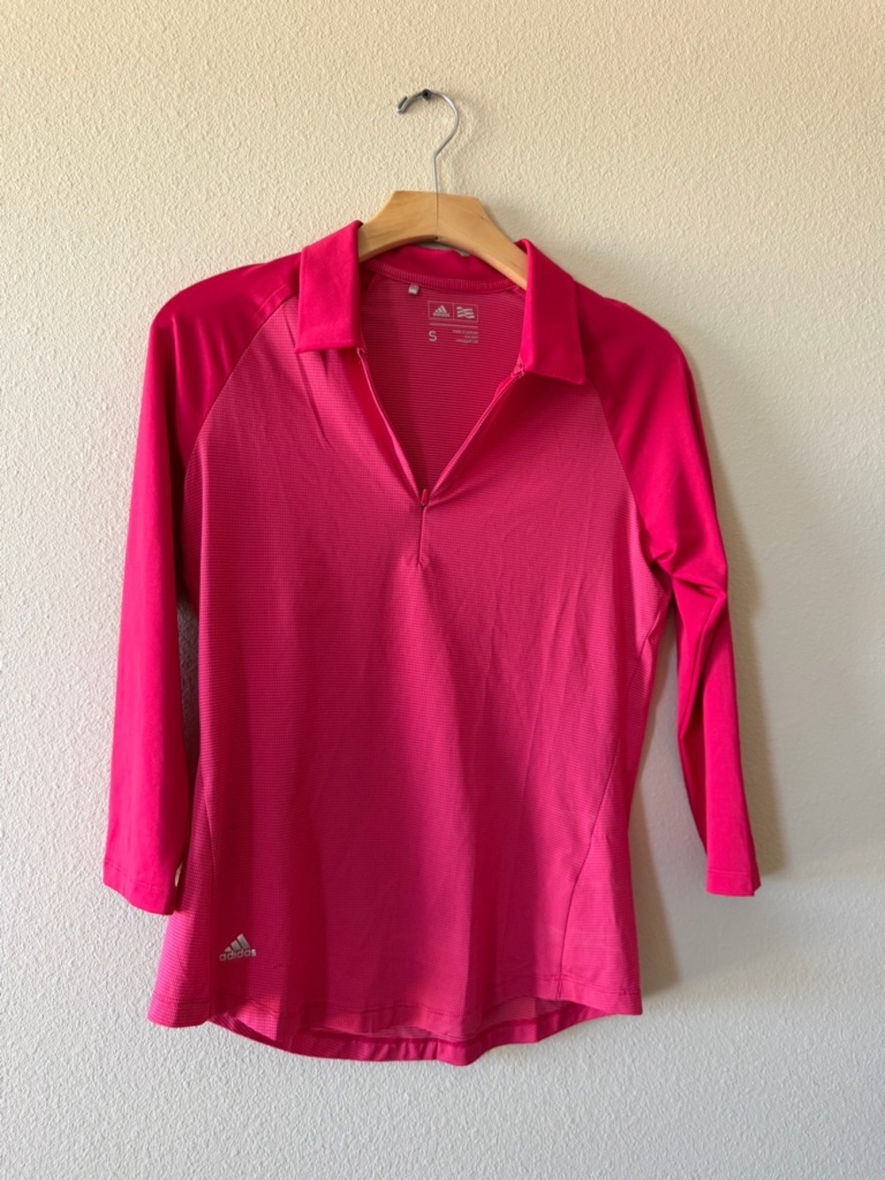 adidas Women's Hot Pink Long-Sleeve Polo Top